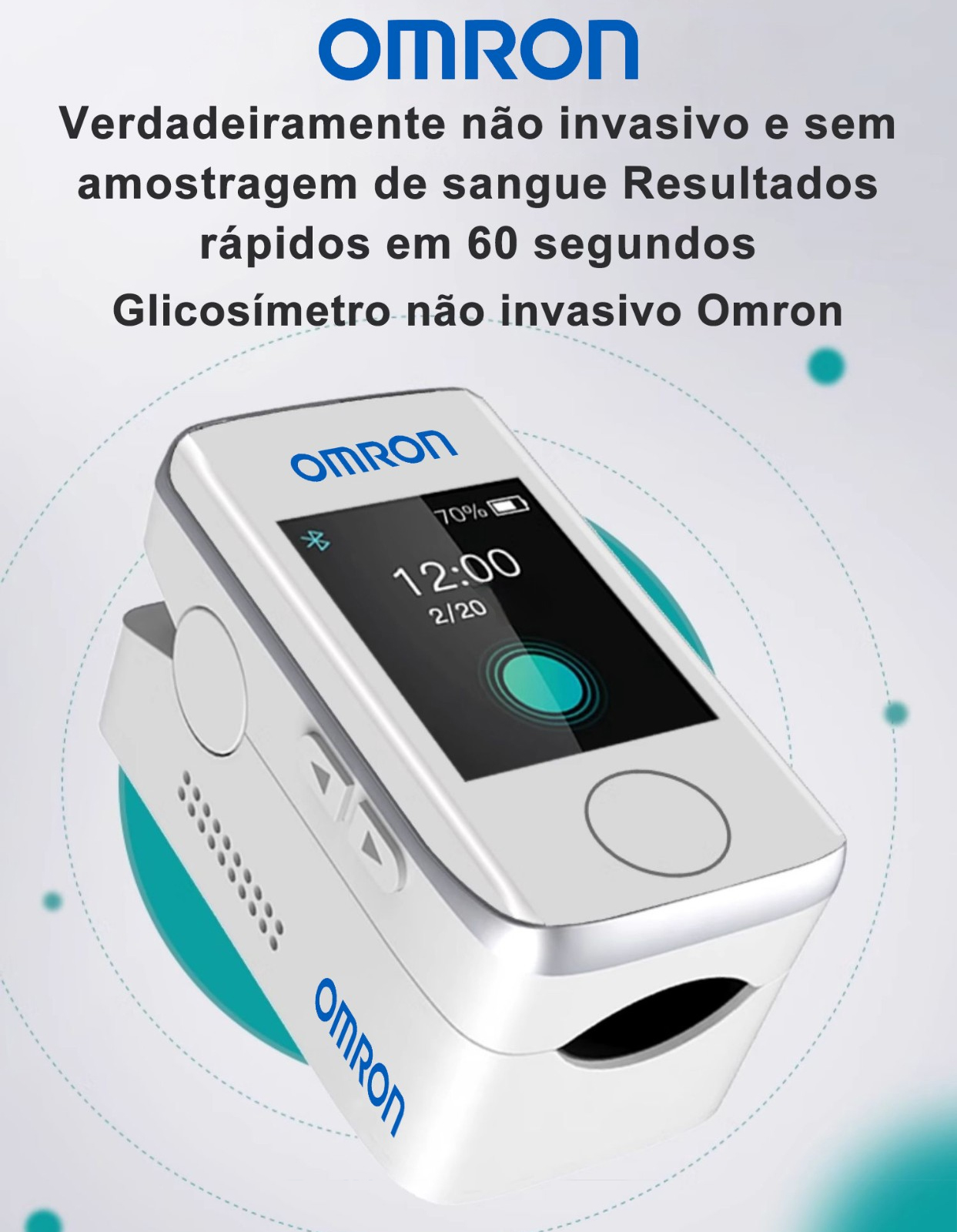 [Modelo 3 em 1] Teste de oxigénio no sangue, deteção de pulso, ecrã tátil grande