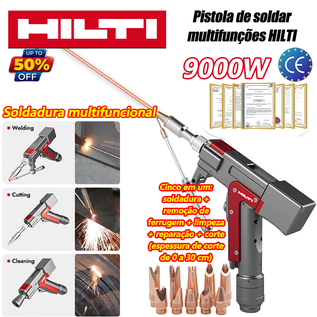 Pistola de soldadura a laser multifunções de 6000 W (solda de ouro, prata, cobre, ferro, alumínio e aço inoxidável). Três em um: soldadura, remoção de ferrugem e corte (espessura de corte: 0-10 cm).